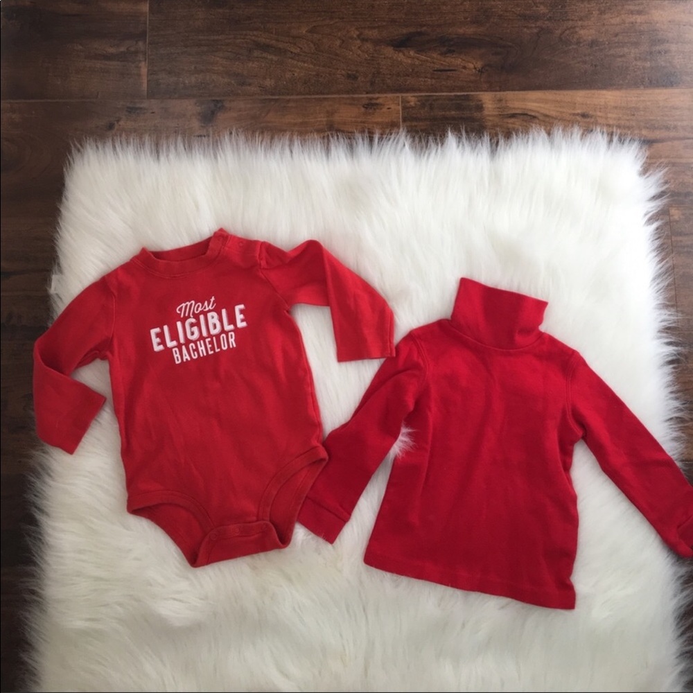 ♥️ Cute 18 month red top and bodysuit bundle